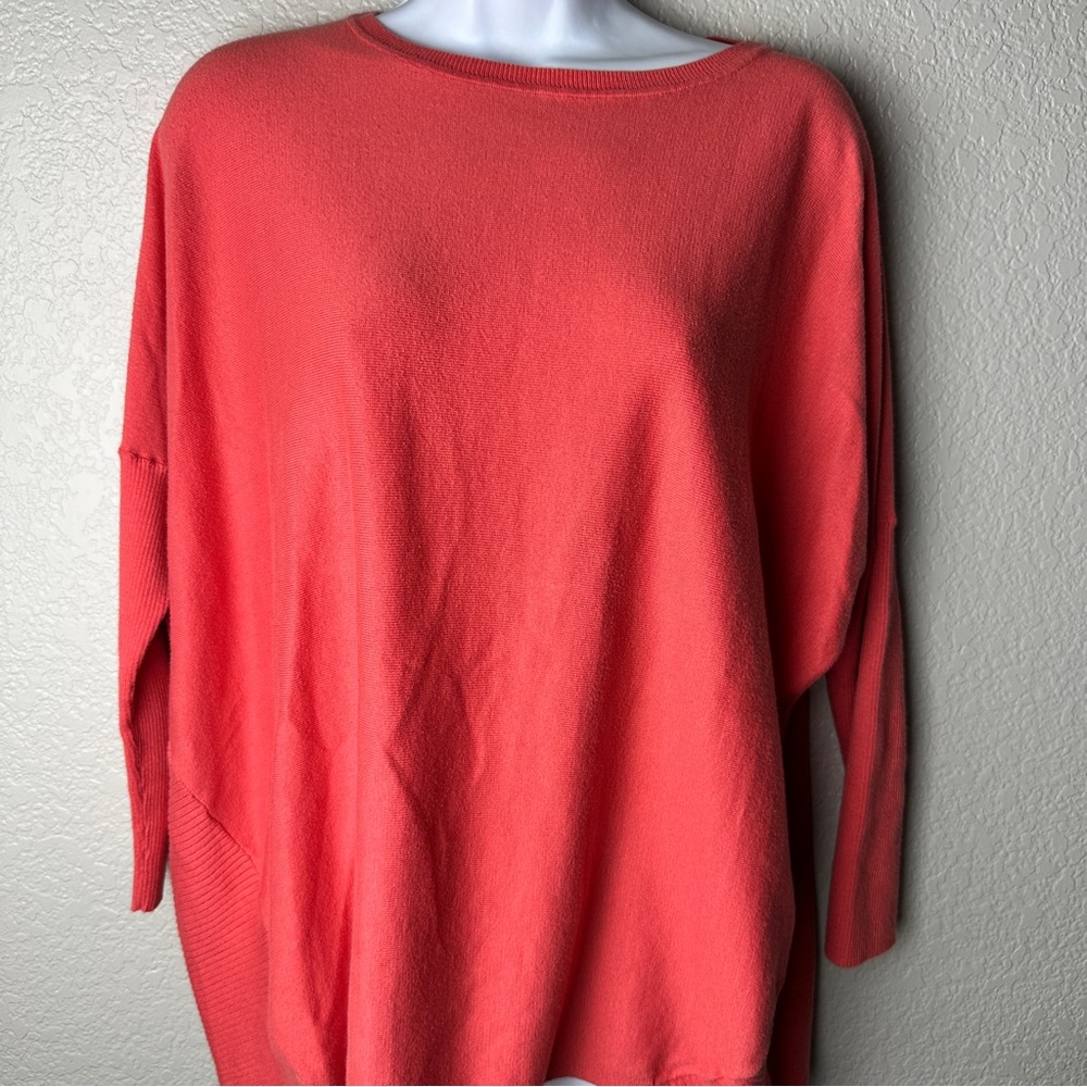 Lafayette 148 New York cotton ribbed sweater watermelon large